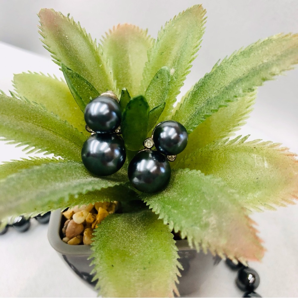 Vintage Black Luster Set Necklace Bracelet Earrings - Picture 12 of 16